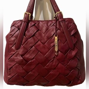 Cole Haan Burgundy Large Genuine Leather Good Quality Tote Oven Bag